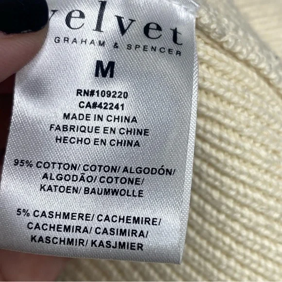 Velvet by Graham & Spencer Navy/White Cashmere Blend Old Money Coastal Nautical - Picture 9 of 9